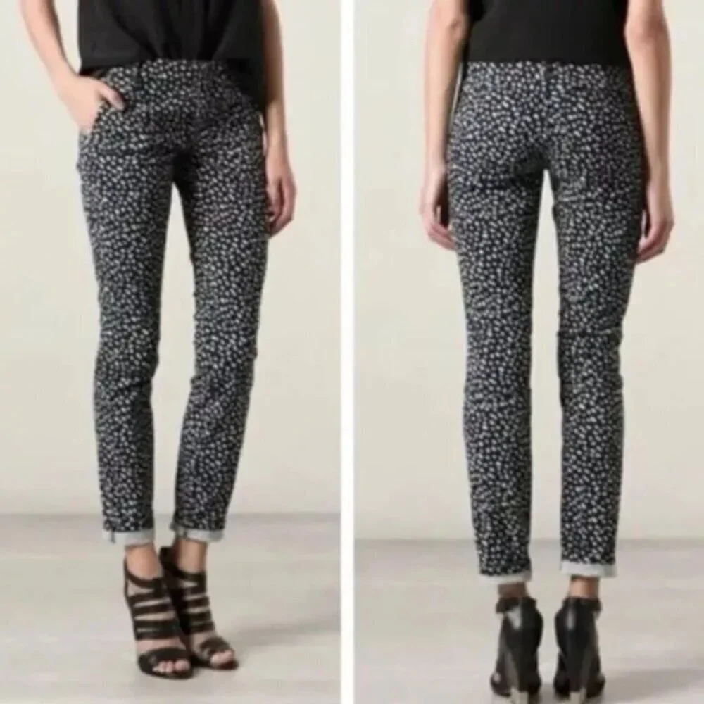 Tory Burch Walker Jeans Pants Size 25 Dotted Pony Print Denim Stretch Ankle‎